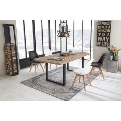 Esstisch SIT "Riad Wildeiche mit Baumkante & Metall-Kufengestell", beige (natur), B:120cm H:77cm T:80cm, Tische, Esstisch, Durchgehende Lamellen & natürliche Baumkante