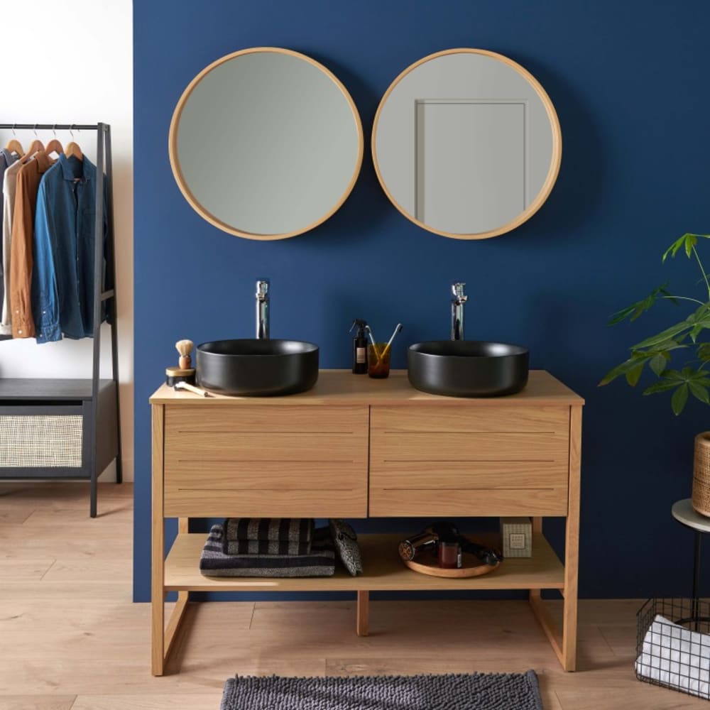 Mob In Meuble sous vasque 120cm + vasque noire + miroir Marron 120x78x50cm