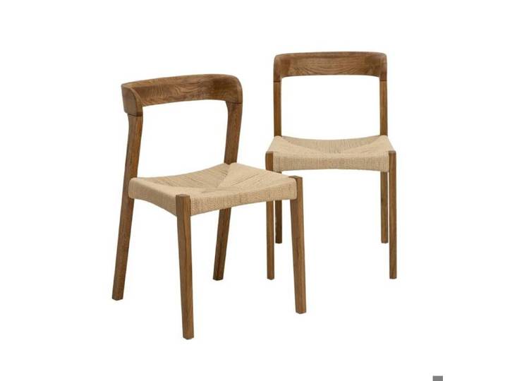 Chaise en bois de chêne et en corde Auren (lot de 2)