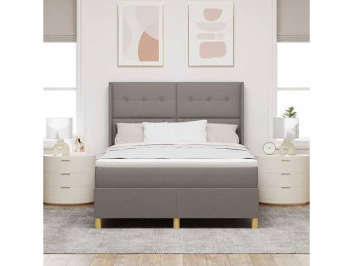KTHLBRH Boxspringbett Taupe 160 x 200 cm mit verstellbarem Kopfteil Goldene Beine, Holzgestell, mittlere Matratze, Unterstützung 280 kg