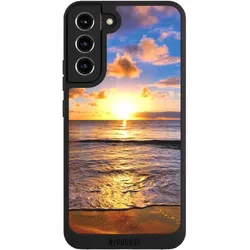 Nivocase Handyhülle für Samsung Galaxy S22+ Hülle NIVOpure Case Schwarz Meer Sonnenuntergang Strand (Samsung Galaxy S22+), Smartphone Hülle, Schwarz