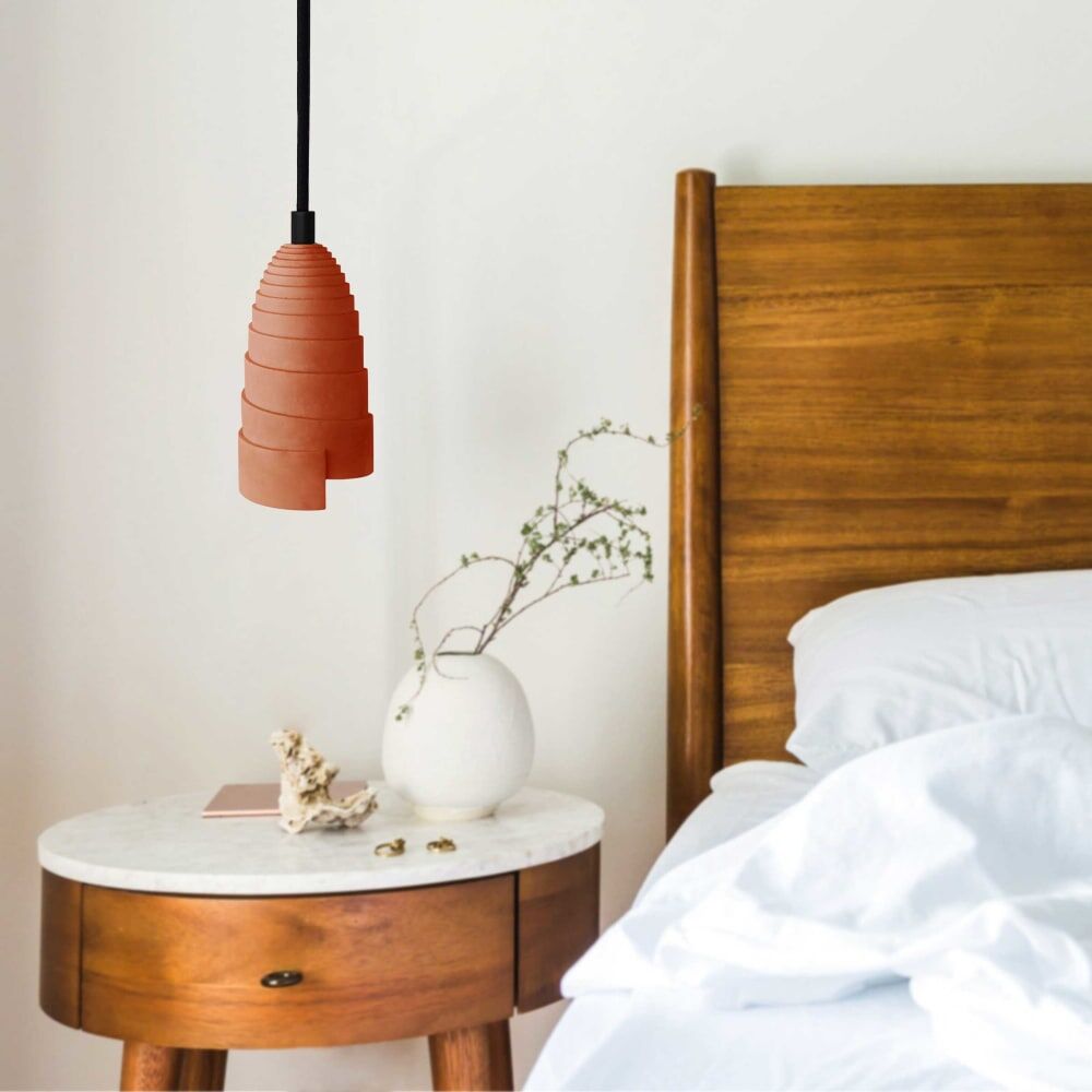 Gone's Lampe suspension en béton terracotta, accessoires noirs Orange 8x15x8cm