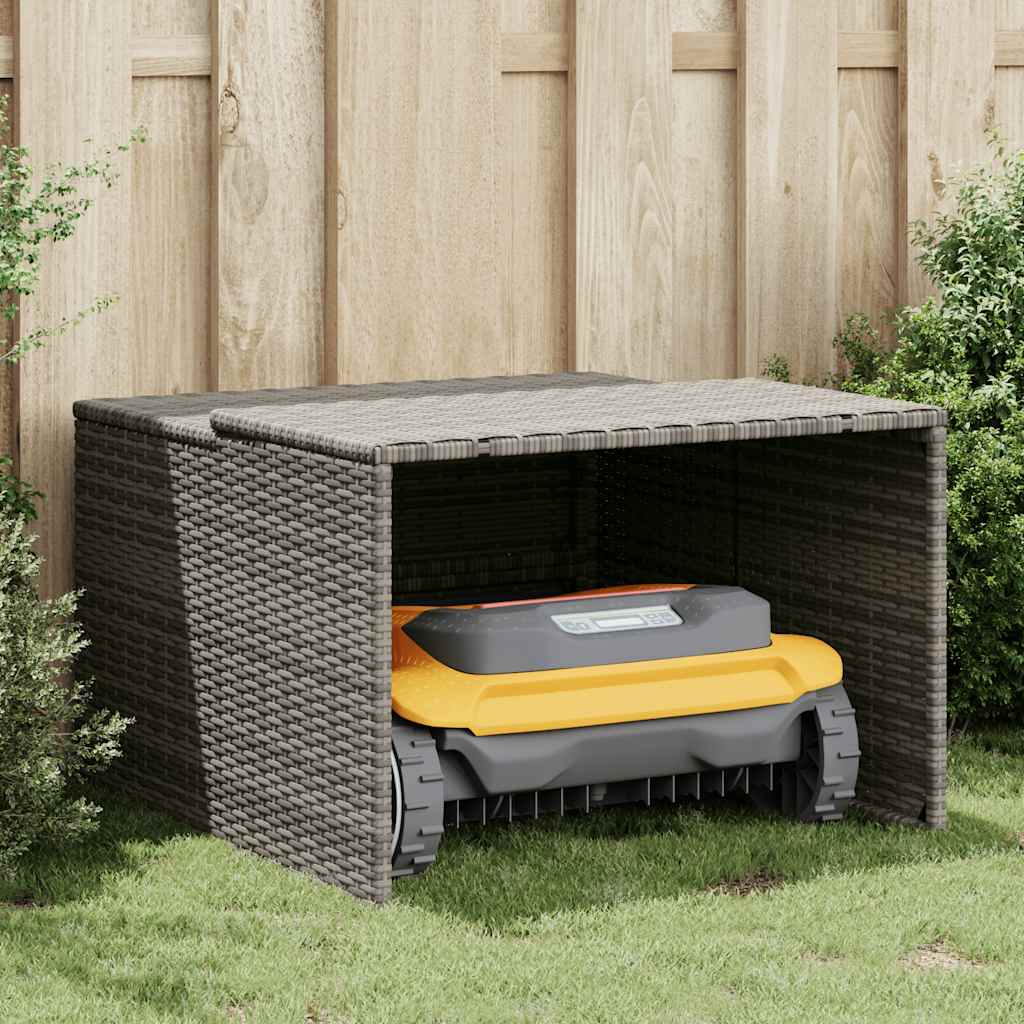vidaXL Garage pour robot tondeuse gris 86x90x52/57 cm résine tressée