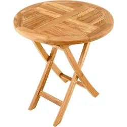 riess-ambiente Gartentisch EMPIRE TEAK - massiv 70cm natur Teakholz rund klappbar Balkontisch Outdoor