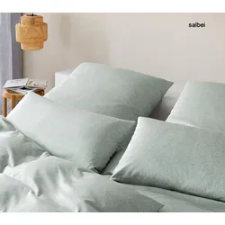 Elegante Interlock-Jersey Bettwäsche Twine - 135x200 cm + 40x80 cm	salbei