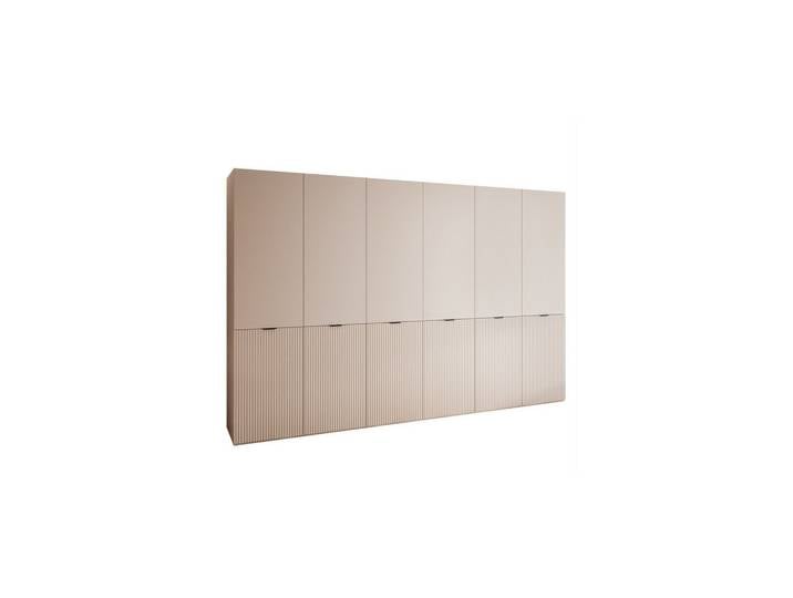 KLEIDERSCHRANK SANDBOX 300 303/49/200 cm Sandbeige / Sandbeige mit LED 12 Zusatzböden
