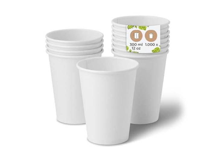 BIOZOYG 1000 Stück Kaffeebecher Pappbecher 300ml / 12 oz Ø 90 mm weiß - Einwegbecher plastikfrei - Becher aus nachhaltiger Forstwirtschaft - Kaffeebecher Einweg