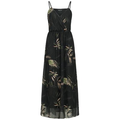Shirtkleid CLOUD 5IVE "CLOUD 5IVE 2-Layered Maxi-Dress Tropical Print", Damen, Gr. L, US-Größen, schwarz, 95% Polyester, 5% Elasthan, normal, Kleider Shirtkleid