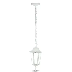 Außenleuchte Hängelampe Pendelleuchte Glas klar Alu weiß E27 Gartenleuchte