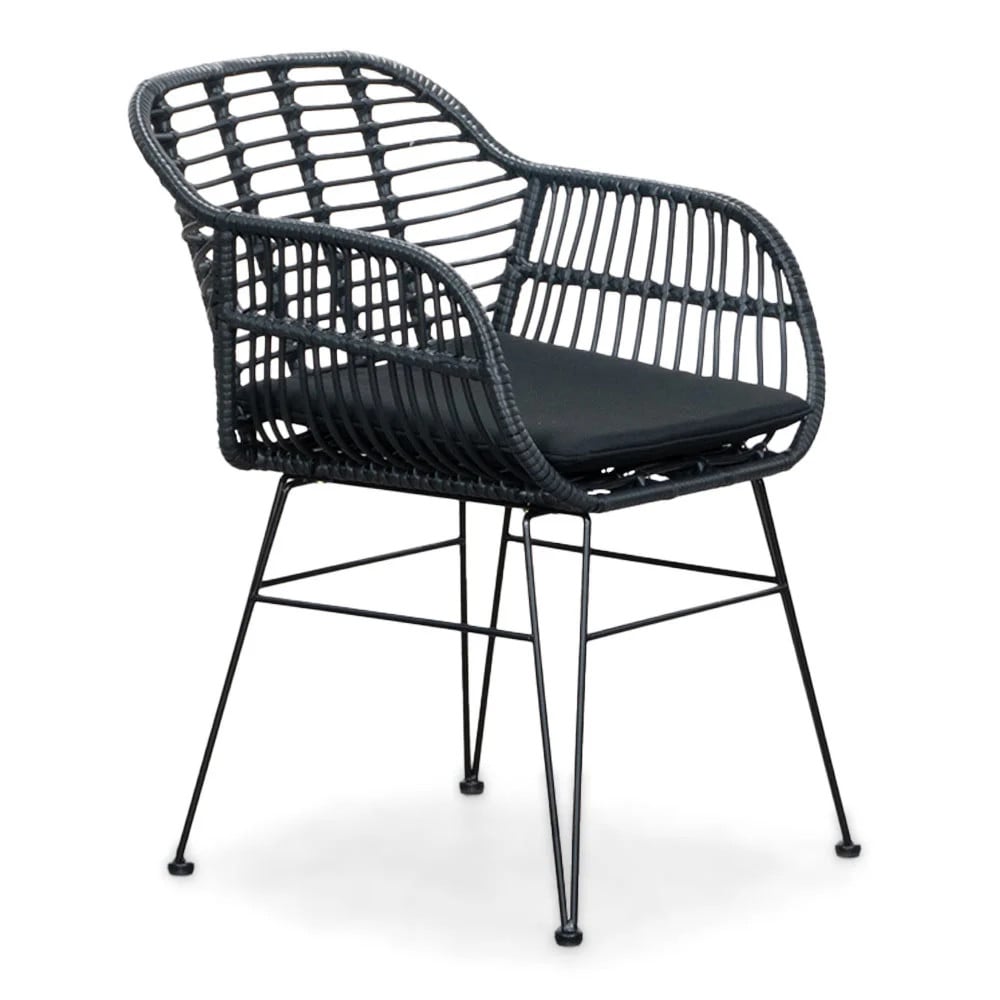Napels dining tuinstoel zwart wicker