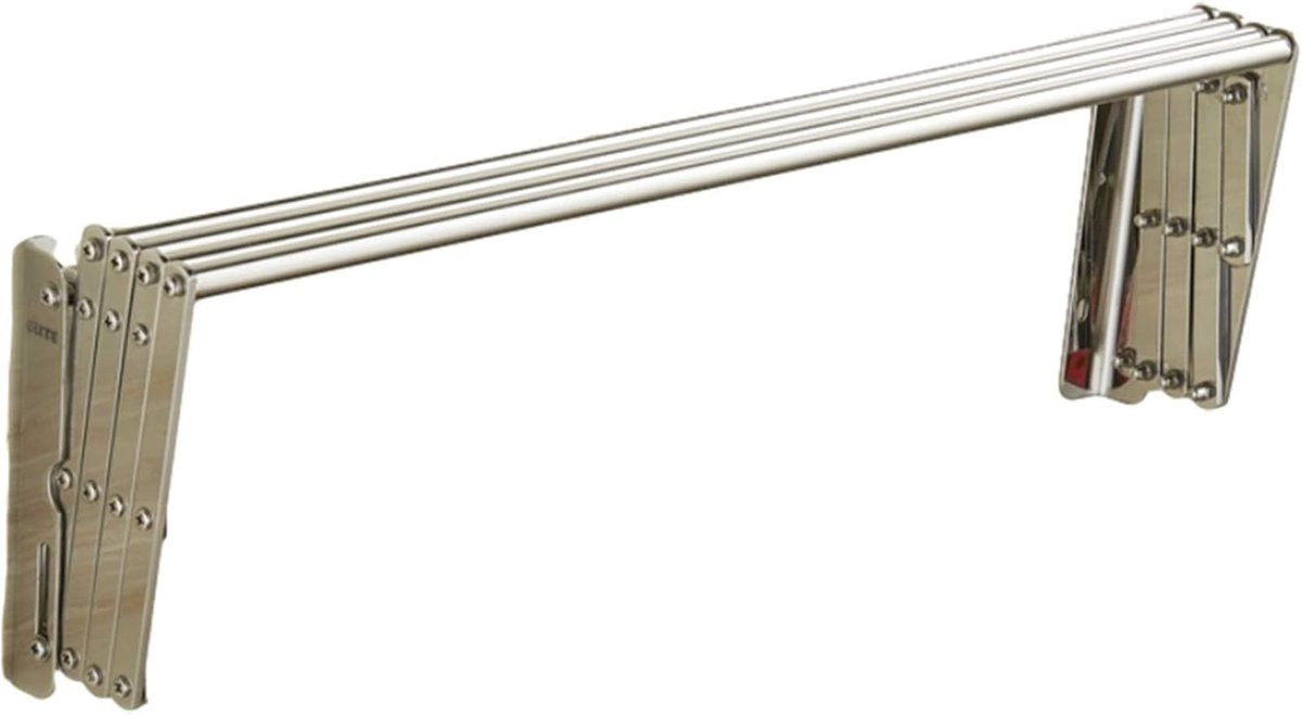 Merkloos Wandrek Harmonica - Uittrekbaar Droogrek voor Kleding - Roestvrij Staal - 90 cm - Zilver