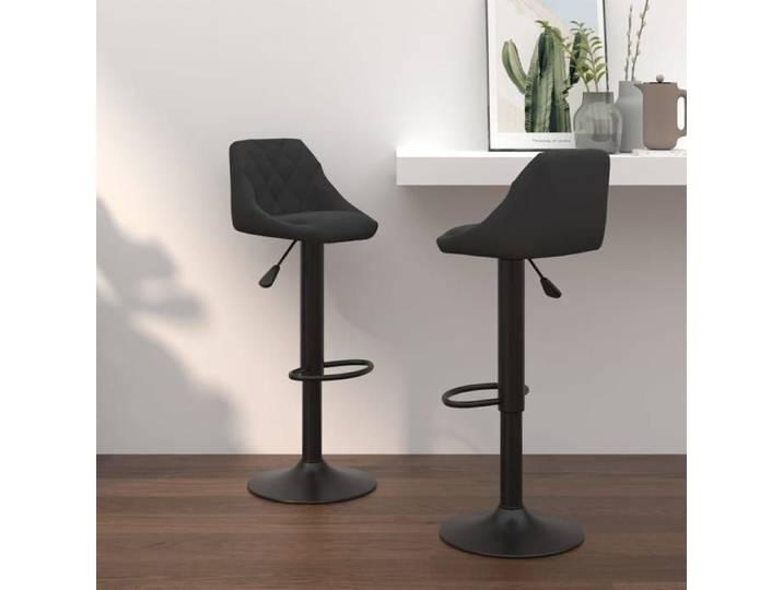 SALE 2026  Tabouret/Chaise de bar Noir - Tabourets de bar lot de 2 noir velours PRO128432265