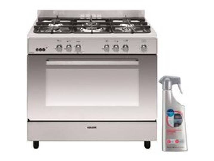GLEM Cuisinière Piano de cuisson 5 foyers brûleurs gaz inox 90X60cm Four catalyse Gazinière