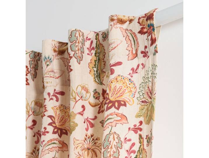 Rideau à pattes en coton multicolore à imprimé floral à l'unité 140x250