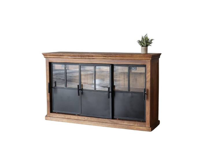 baario Sideboard Sideboard IVETTE Industrial Style, Anrichte massiv Mangoholz & Eisen Kommode