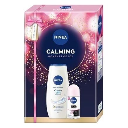 NIVEA Calming Moments Of Joy Cream Soft Shower Gel 250ml Black & White Antiperspirant Rollon 50ml (250 ml) (9005800395364)