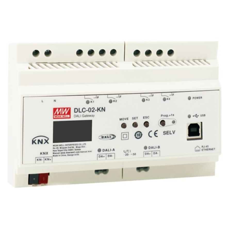 MeanWell KNX DALI Gateway 2 Dali Linien 4 Relais (DLC-02-KN)