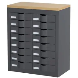 Paperflow Schubladenschrank - 8 Reihen je 2 Schübe grau, 60.5x75x33.5 cm