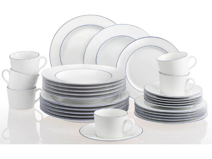 Retsch Arzberg Kombiservice Geschirr-Set, Service Heike Blaurand (30-tlg), 6 Personen, Porzellan, Made in Germany, 30 Teile, für 6 Personen