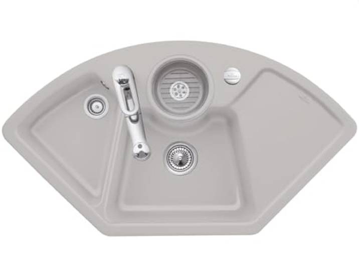Villeroy & Boch Solo Eck Steam - 6708 02 SM Keramikspüle Excenterbetätigung