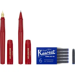 Moleskine & Kaweco Füllfederhalter und Kugelschreiber rot nit 6 Tintenpatronen 9 El.