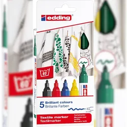 Textilmarker edding 4500 creative 2-3mm 5 Farben Packung mit 6 Stück