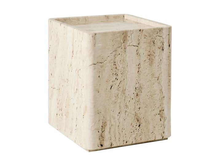 GUBI Pietra Beistelltisch 33x33x40 cm Neutral white travertine