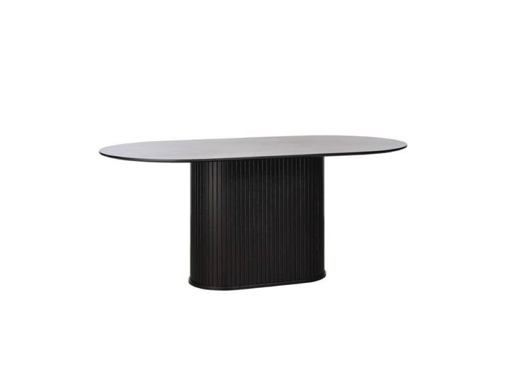 Liadomo Nola Esstisch Lamellenoptik - Eiche Furnier schwarz Esszimmer, Esstisch, Eiche Furnier Natur oder schwarz, Holzmaserung, ovale Form, Platz für die ganze Familie Natur, Rustikal, Zeitlos
