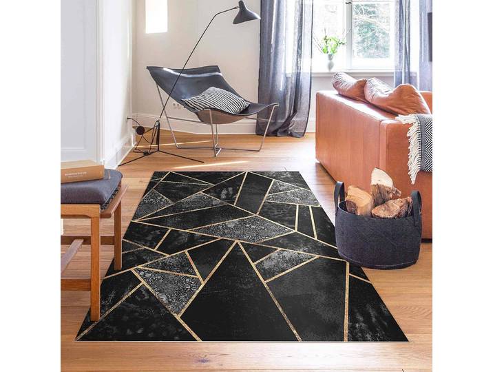 Tapis en vinyle Triangle gris et doré 120 x 180cm Noir