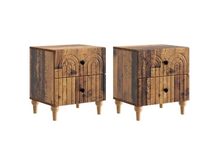 KUTYWEXFM Nachttisch 2er Set Altholz-Optik 43x34,5x48 cm Holzwerkstoff Kompakte Beistelltische mit 2 Schubladen für Schlafzimmer und Wohnzimmer. Elegante Altholz-Optik auf robustem Holzwerkstoff.