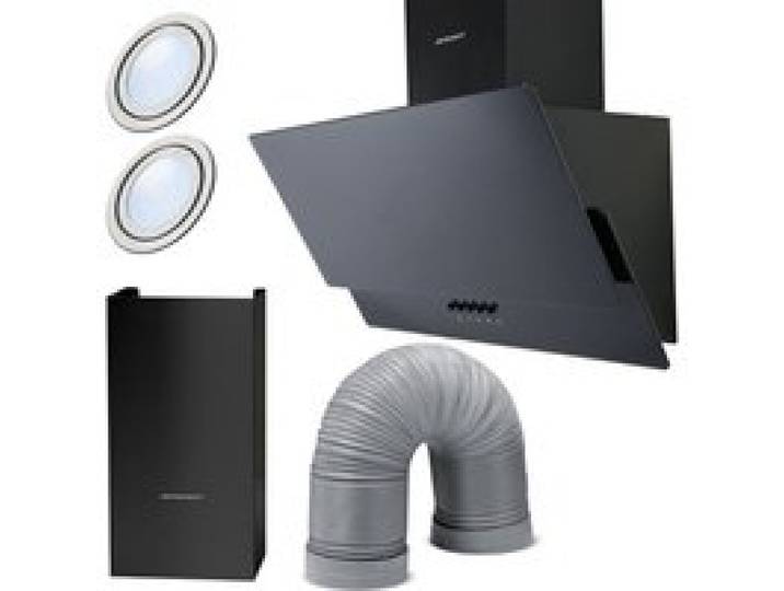 Hotte de cuisine cheminée - Berdsen - 60 cm - Noir - Modèle BT-211 - Acier inoxydable - Verre trempé - Éclairage LED