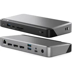 Alogic USB-C Triple 4k Docking (USB-C, 4 Ports), Dockingstation + USB Hub, Schwarz, Grau