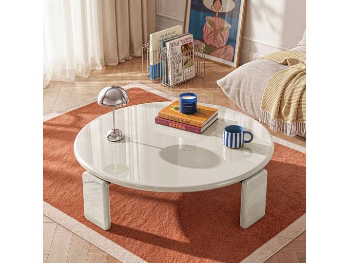 HABITAT - Table basse ronde laquage haute brillance - Beige - Balma