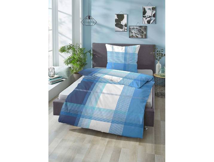 Bettwäsche-Garnitur Made in Germany, Blau, Größe 115 (80x80 cm + 155x220 cm)