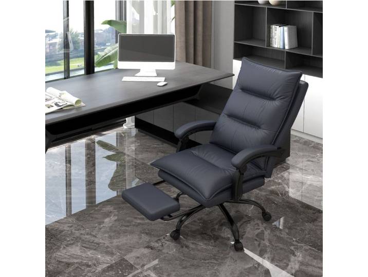 MEUVYX Chaise de Bureau Massante Chauffante Réglable Dossier Inclinable Repose-pieds Microfibre Polyester Gris Foncé