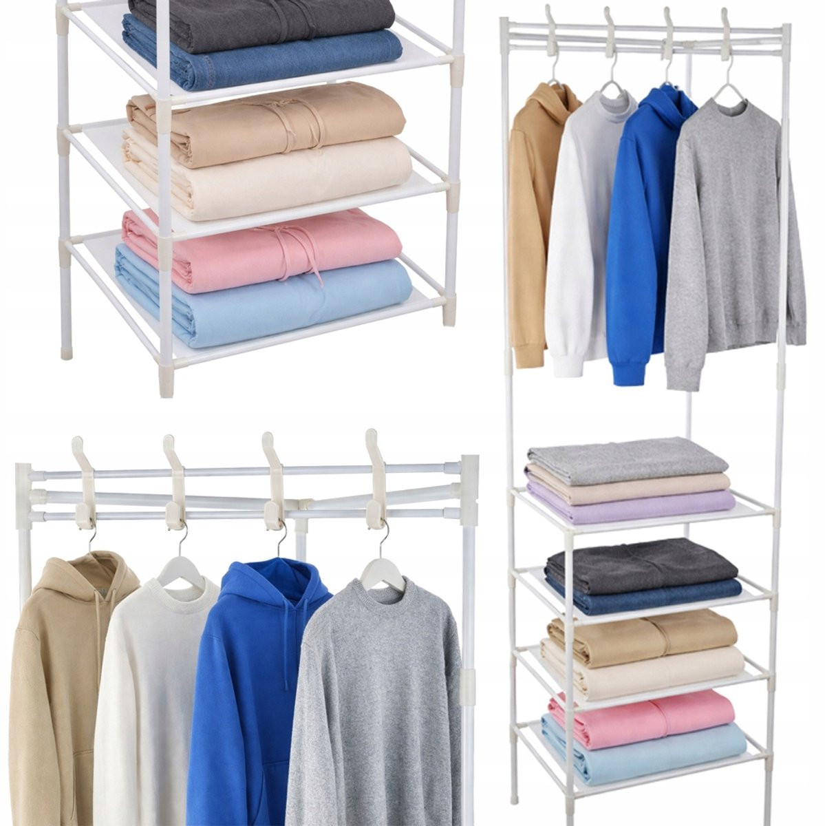 Verk Group Kapstokhoek Metalen Garderobe Wit - H 174 cm x B 42 cm
