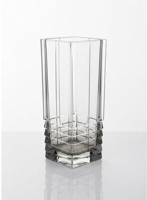 Vivience Square Vase with Diamond Cut and Amber Shade on Bottom