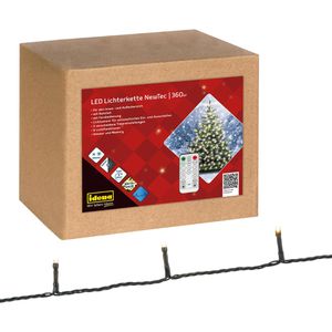 Idena Lichterkette 31339, NewTec, für Innen und Außen, warmweiß, mit Fernbedienung & Timer, 360 LED, 43,9 m