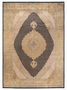 Overton Hand Knotted Wool Traditional Oriental Black Area Rug - 10' x 14'