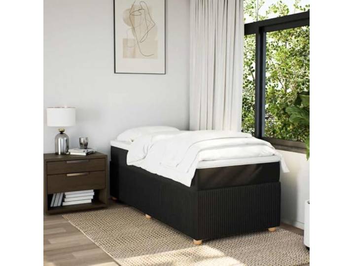 KTHLBRH Boxspringbett mit Matratze, 90 x 190 cm, Schwarz Taschenfedern, individuelle Unterstützung, Matratzenschoner inklusive, atmungsaktiver Stoff