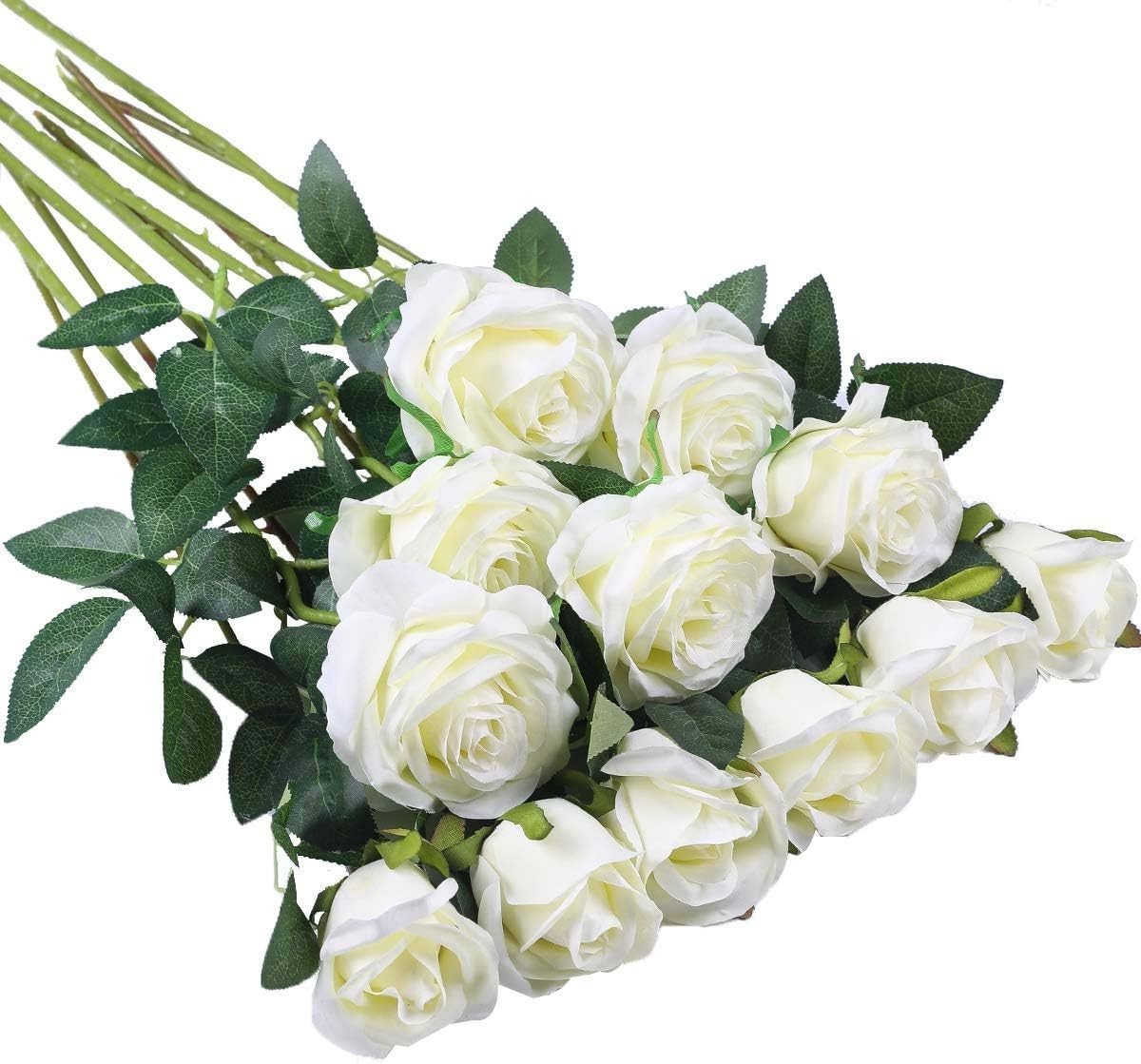 12 Stuks Kunstbloemen voor Buiten, Wit, 52 cm Lange Stelen