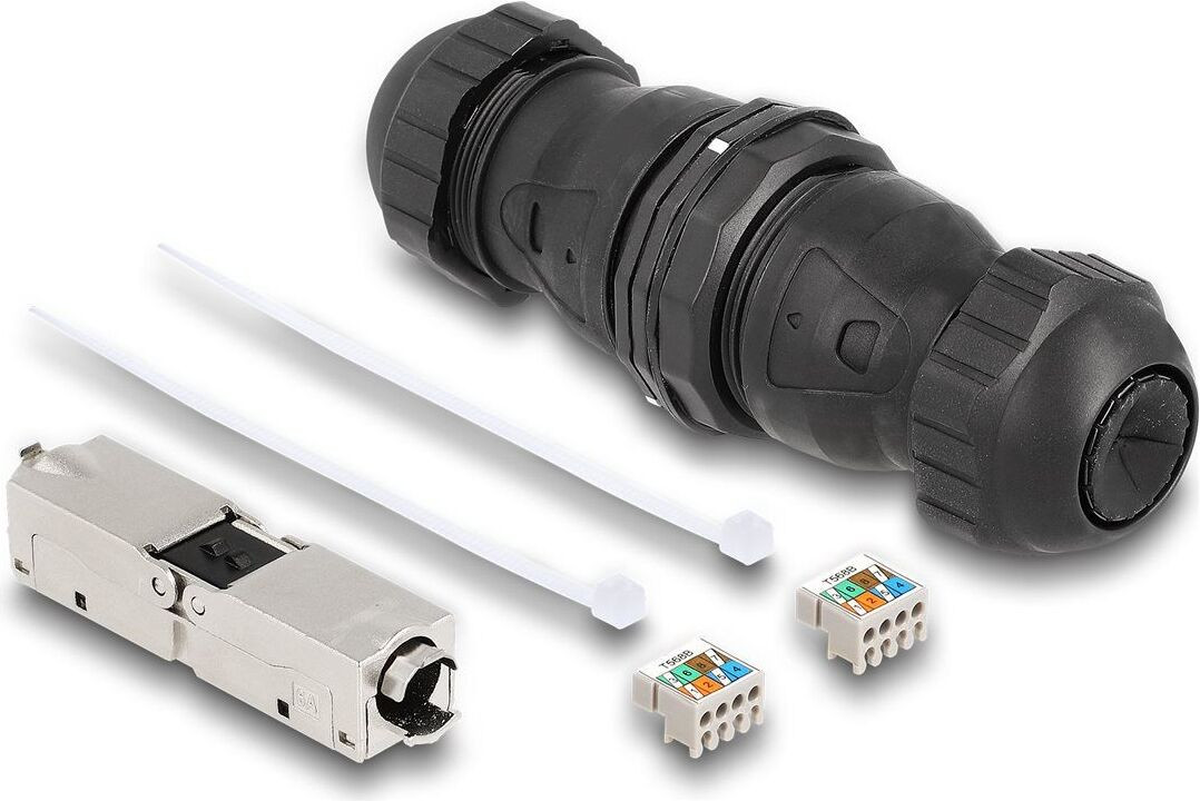 Delock 67045 Kabelverbinder LSA naar LSA Cat.6A IP68 waterbestendig zwart