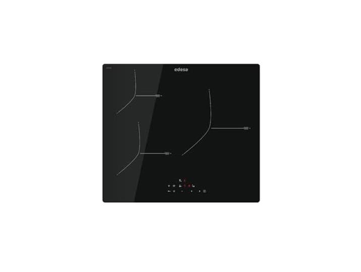 EDESA EIT-6328 R Induktionskochfeld, 3 Kochbereiche, Touch-Steuerung, 9 Stufen, einstellbare Leistung, Sicherheitsverriegelung, Timer, Schwarz
