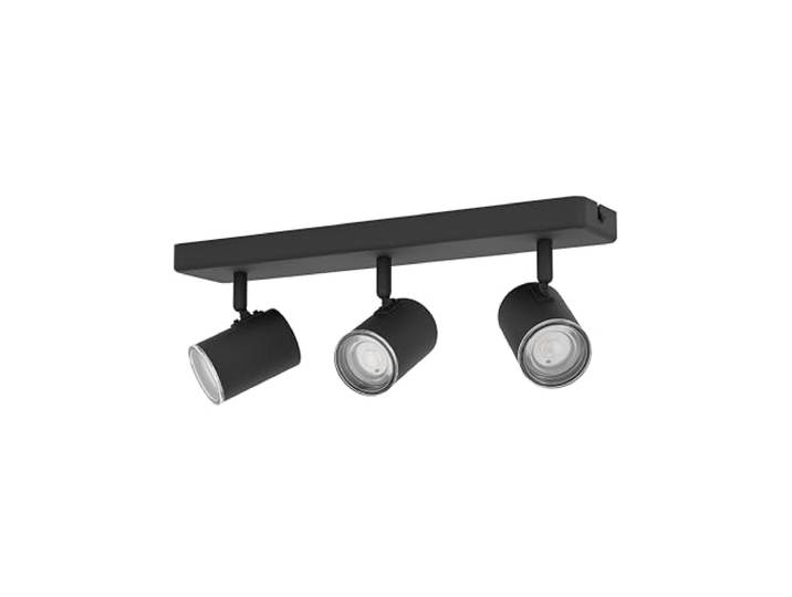 Eglo Plafonnier Consuma 1\, 3 spots orientables\, lampe de plafond pour salle de bains\, luminaire en acier noir\, douille GU10\, IP44