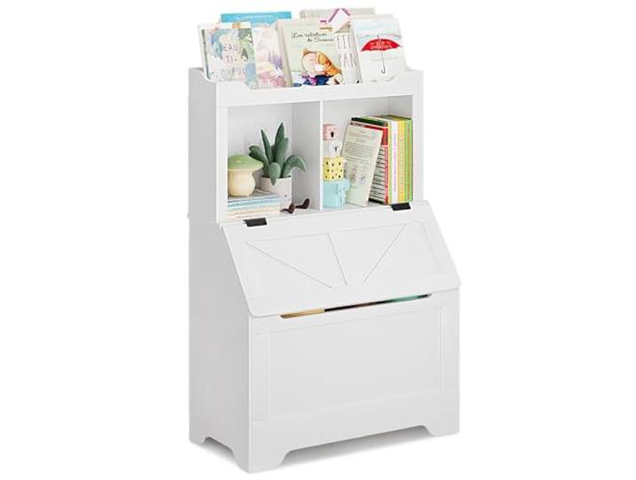 IDEALHOUSE Kippsicheres Kinder Bücherregal, Spielzeugregal Kinderregal Mit Aufbewahrungsschrank, 2 Fächer, Holzwerkstoff, für Kinderzimmer/Spielzimmer/Kita