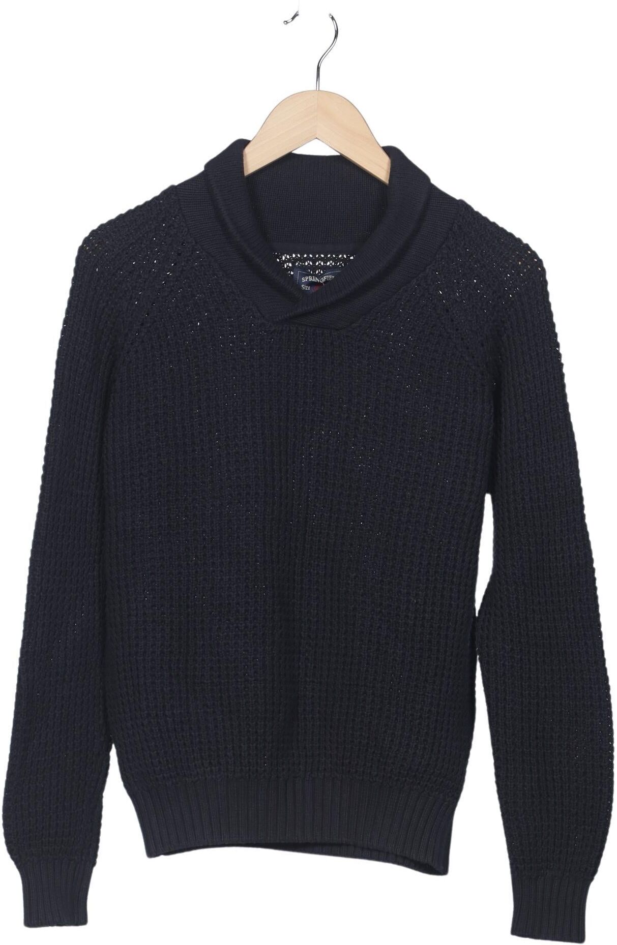 Springfield Herren Pullover, Marineblau, Gr. S, Baumwolle - Second Hand
