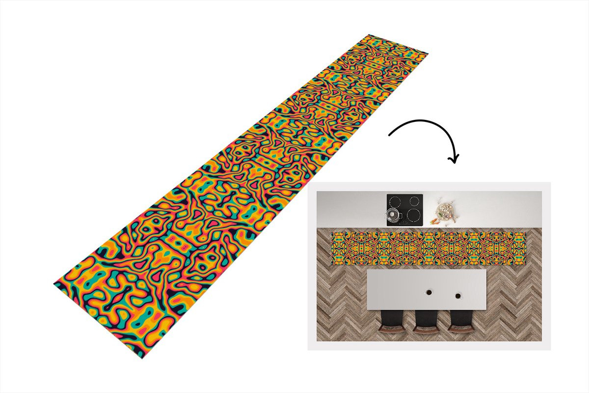 KitchenYeah Keukenloper Psychedelic Lavalamp Abstract Vinyl - Breedte: 50 cm, Lengte: 300 cm