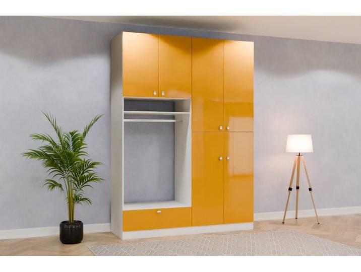 Garderobenschrank nach Maß - RAL 1004 Goldgelb - 274x198x63cm - Individuell konfigurieren