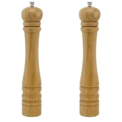 Fackelmann 2er-Set manuelle Pfeffermühlen - PROFESIONAL - Holzfarbe - 32 cm, Pfeffermühle + Salzmühle, Braun