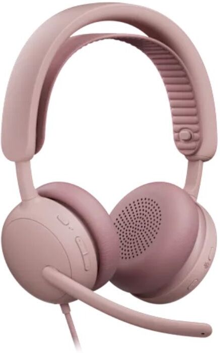 Logitech Zone Wired 2 Rose Teams Casque filaire USB-C certifié Microsoft Teams avec ANC hybride adaptative, double micro IA et conception confortable